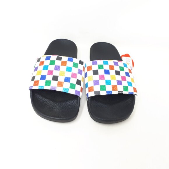 Vans Slide-On Glitter Rainbow Checkerboard Womens 8 Slipper Slip On Sandal Shoe - Picture 1 of 12
